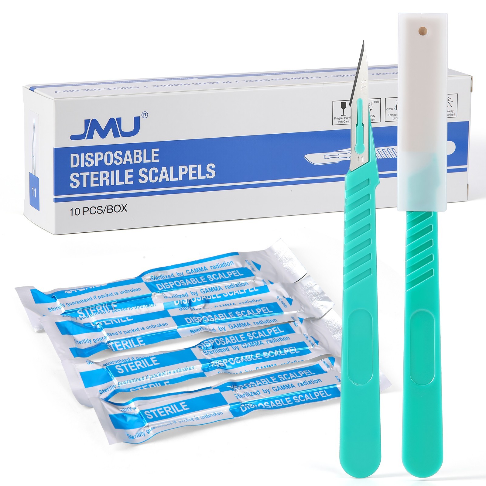 Disposable Sterile Scalpels Stainless Steel Blade/Plastic Handle 4 Models #10-15