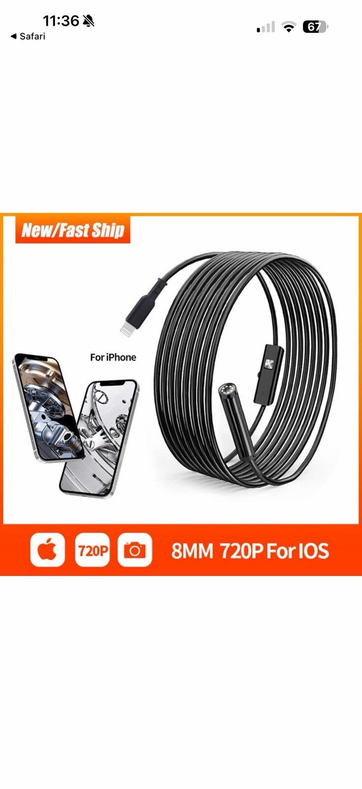 Endoscope Industrial dual Camera Lens 5m Line Length New Photo & Video HD LED