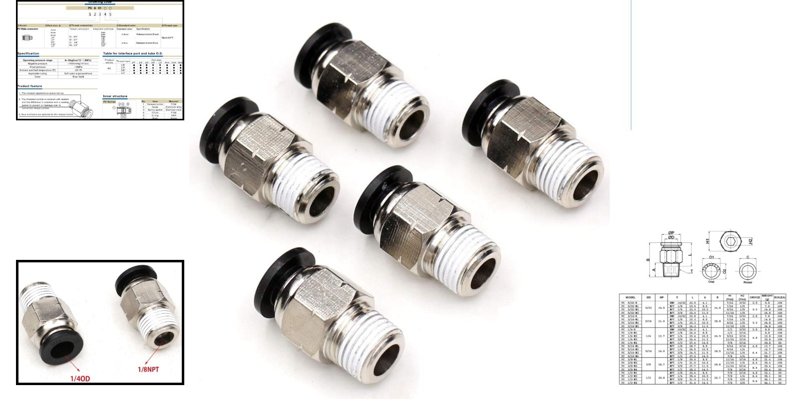 Reliable Push Lock Tube Fittings 1/4″ OD x 1/8″ NPT – Quick Connect System