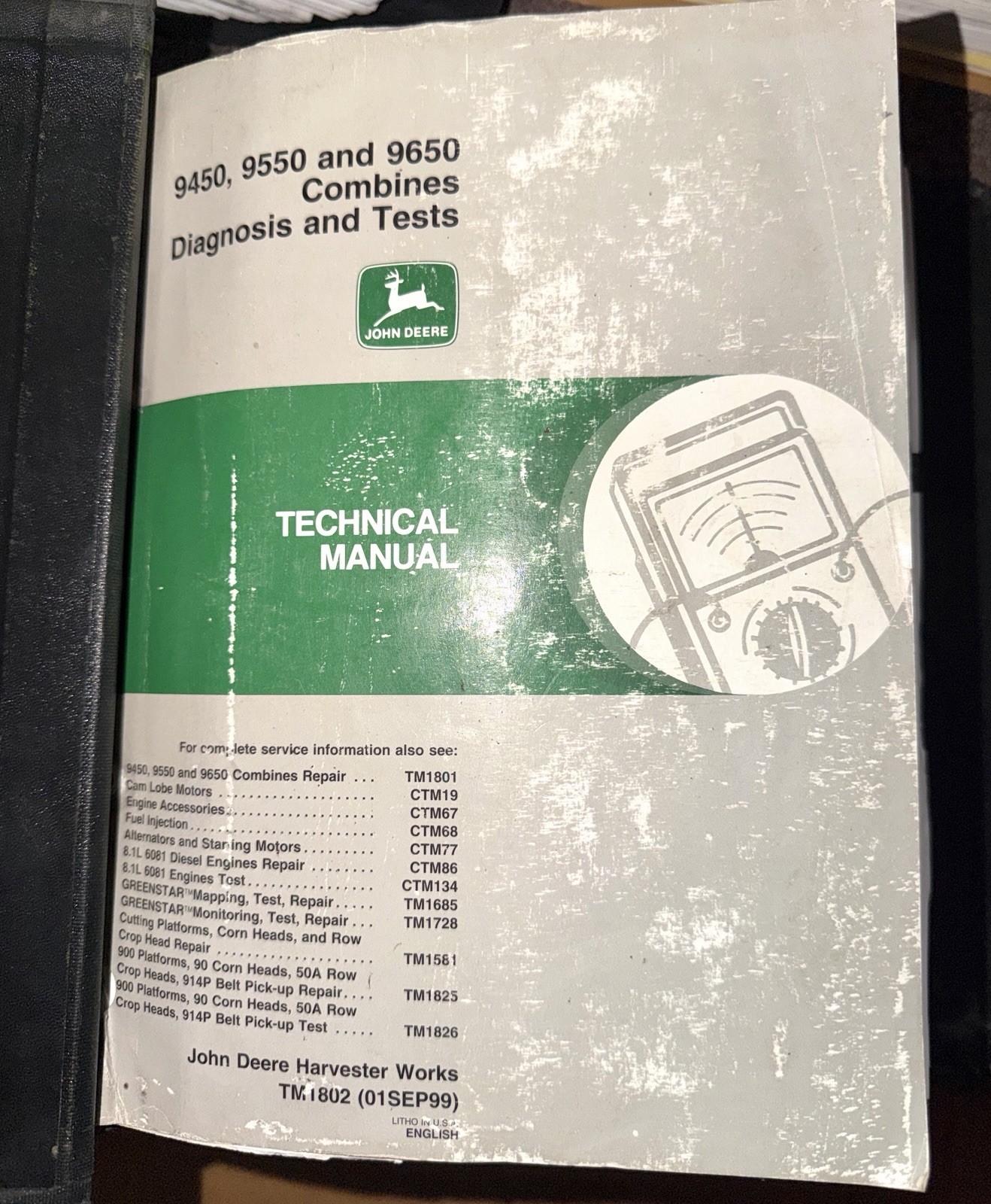 John Deere 9450 9550 9650 Combine Technical Diagnosis Tests Manual TM1802 2100pg
