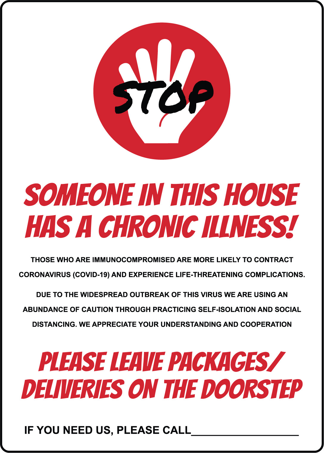 SOMEONE IN THIS HOUSE HAS A CHRONIC ILLNESS | Adhesive Vinyl Sign Decal