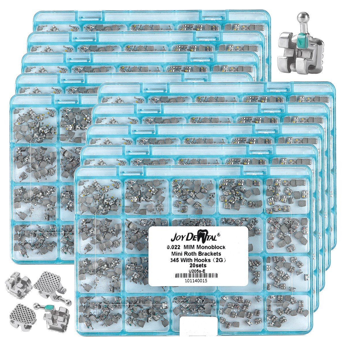 20Sets Dental Orthodontic MIM Monoblock Brackets Mini Roth 0.022″ Hooks AZDENT