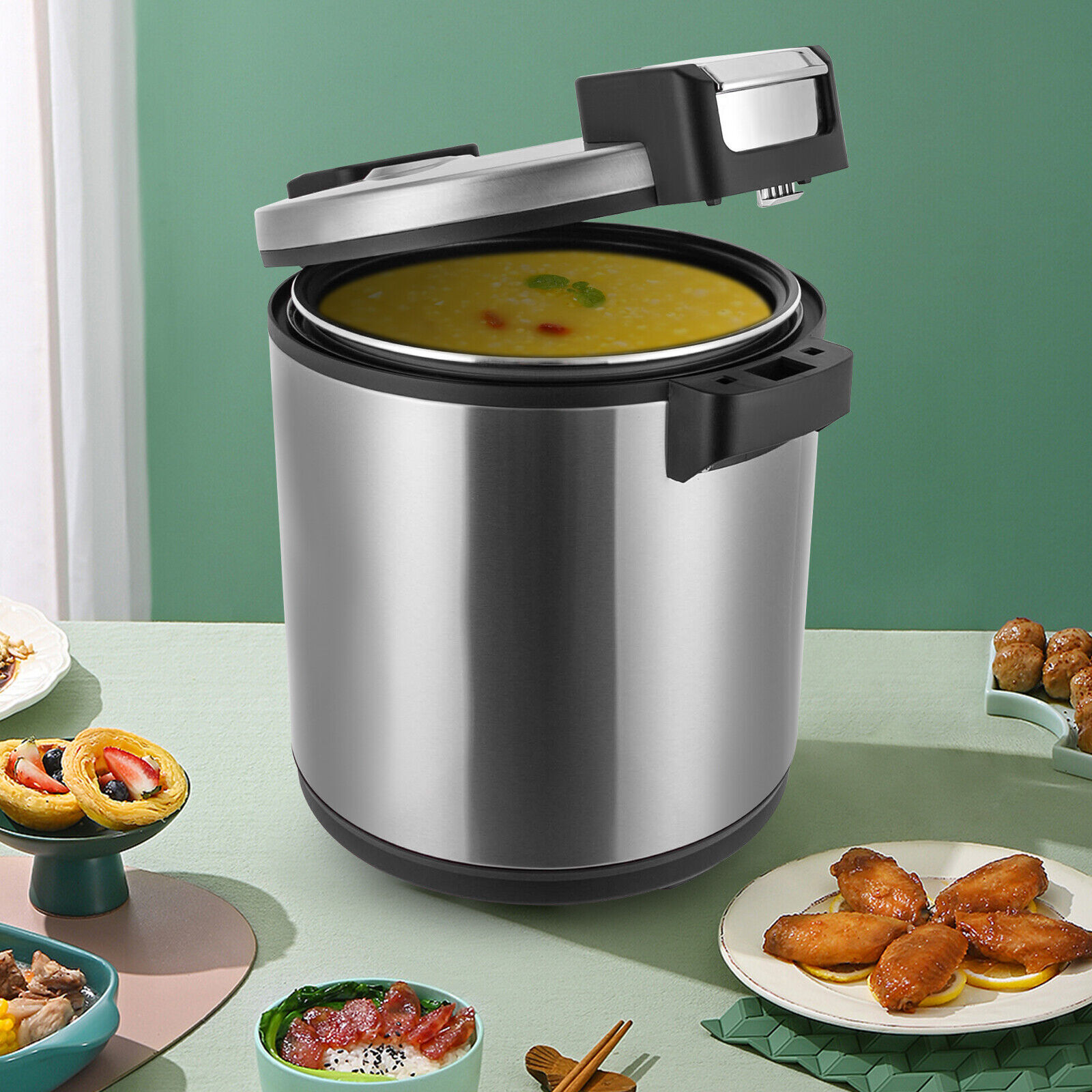 Electric Rice Warmer Heavy Duty Soup Cooker Stainless Steel Restaurant Canteen
