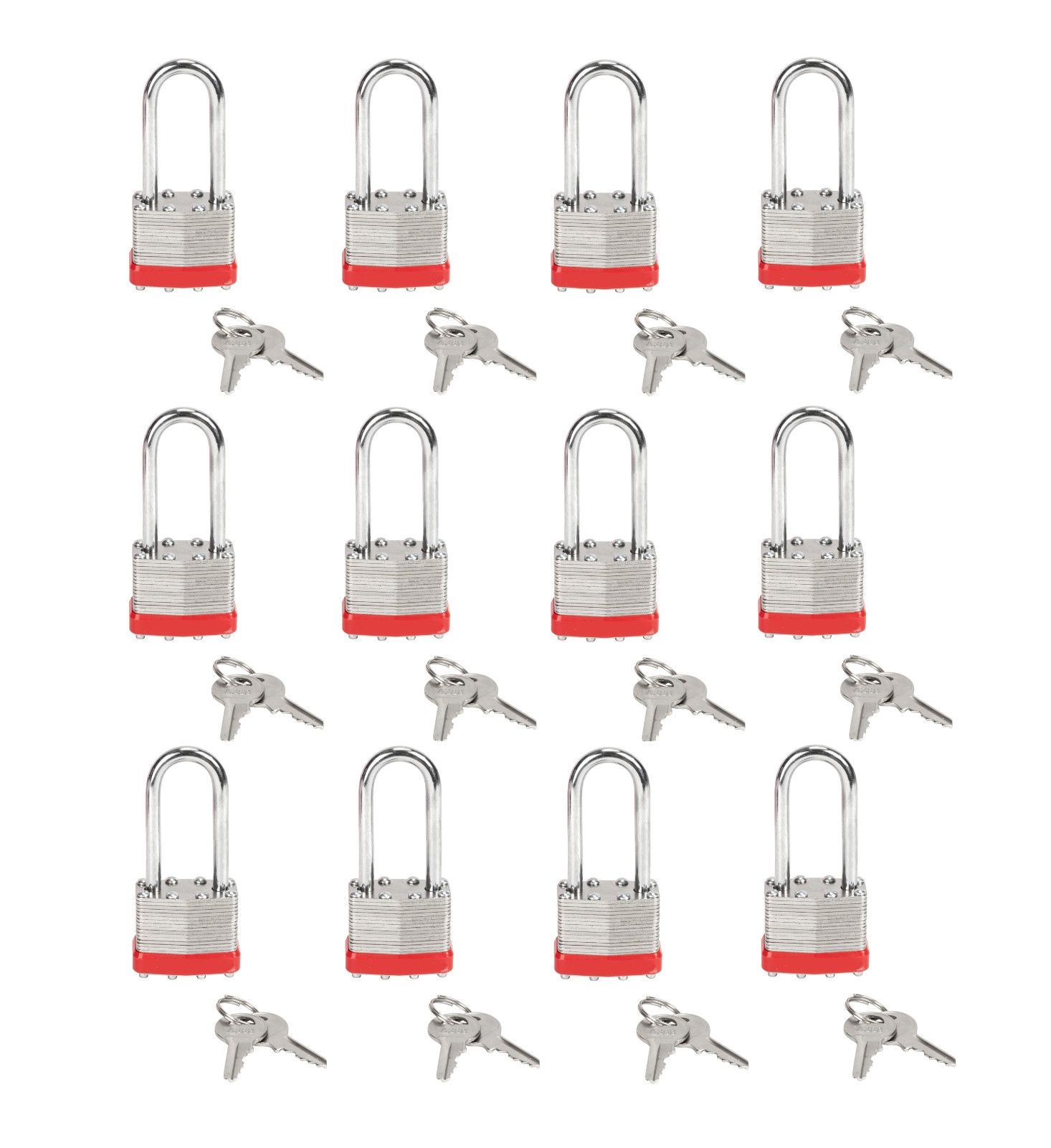 Set Of 12 40mm Keyed Alike Laminated Steel Long Shackle Padlock 1 3/4″ x 2 3/4″