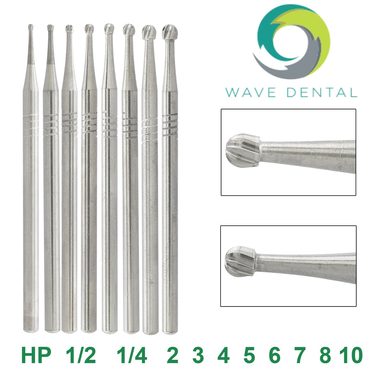 WAVE Dental Latch Carbide Burs Round RA Slow Speed Straight Handpiece Bur 44.5mm