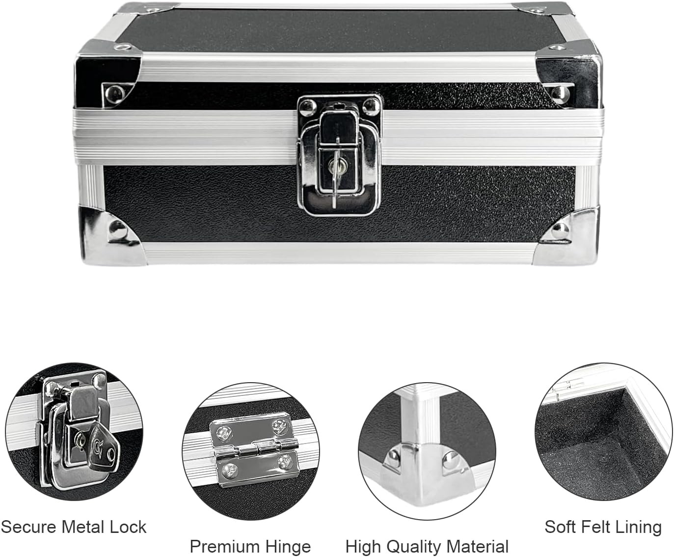 Lockable Cash Box with Key, Aluminium Alloy Money Storage Box & Single-Row Curre