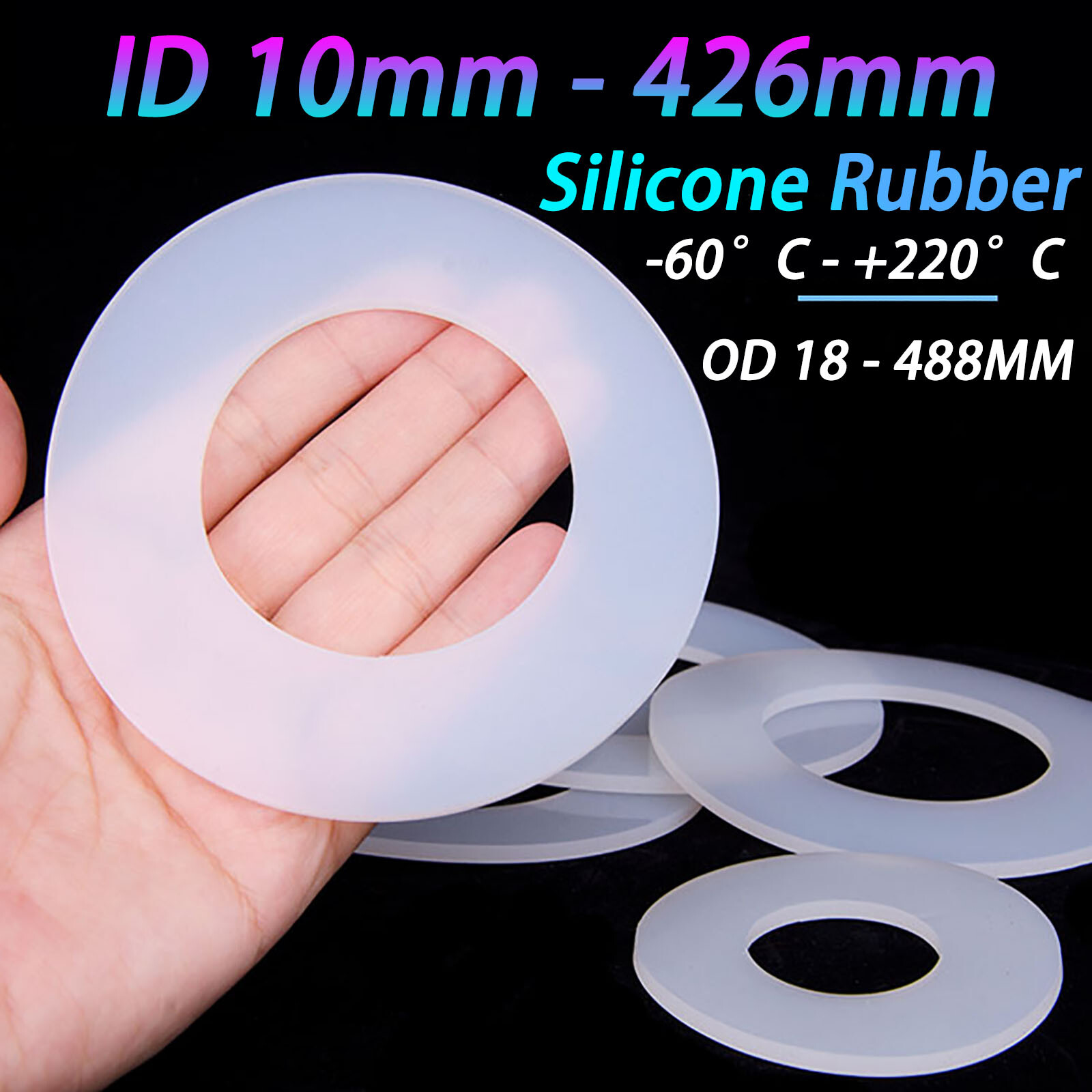 3MM THICK WHITE SILICONE HIGH TEMP FLAT RING RUBBER WASHER SEAL GASKETS