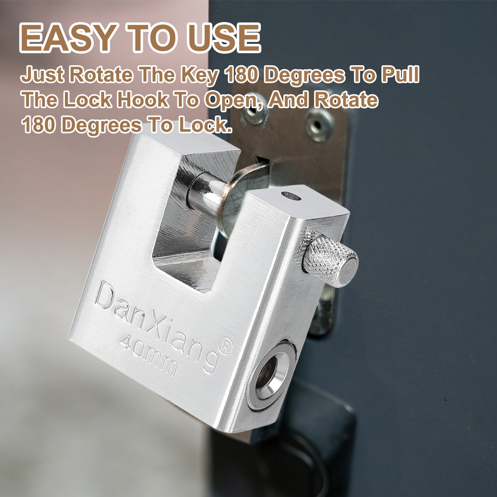 2Pcs 1.6″ High Security Padlock Steel D-Shaped Heavy Duty Locks 4 Keys