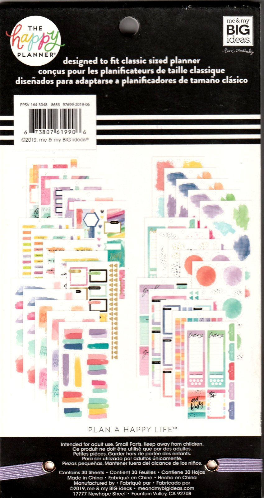 Happy Planner WATERCOLOR GOALS 500 Pieces BRAND NEW 30 Pages of Stickers
