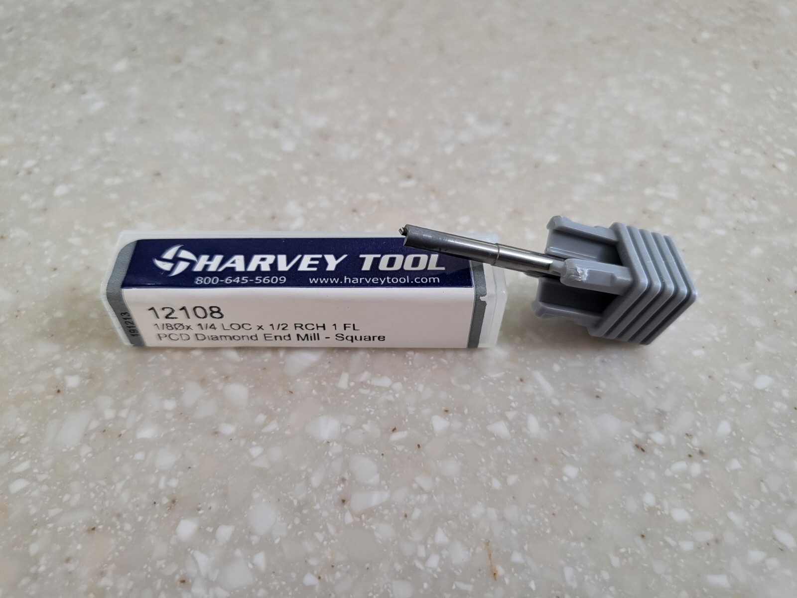 Harvey Tool #12108 PCD Diamond End Mill-Square, 1/8 DIA x 1/4 LOC x 1/2 RCH 1 FL