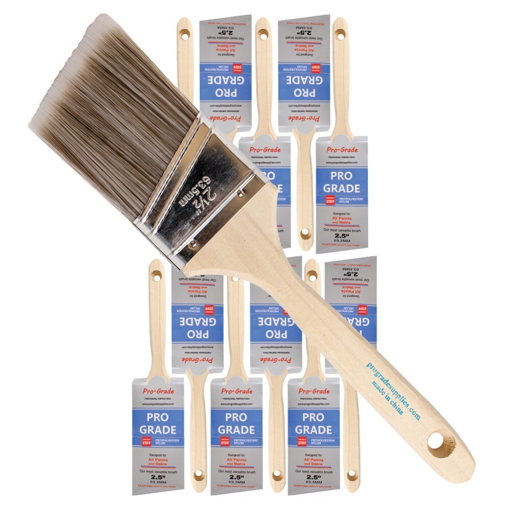 12-Pack – 2.5″ Angle Brushes for All Latex and Oil Paints & Stains