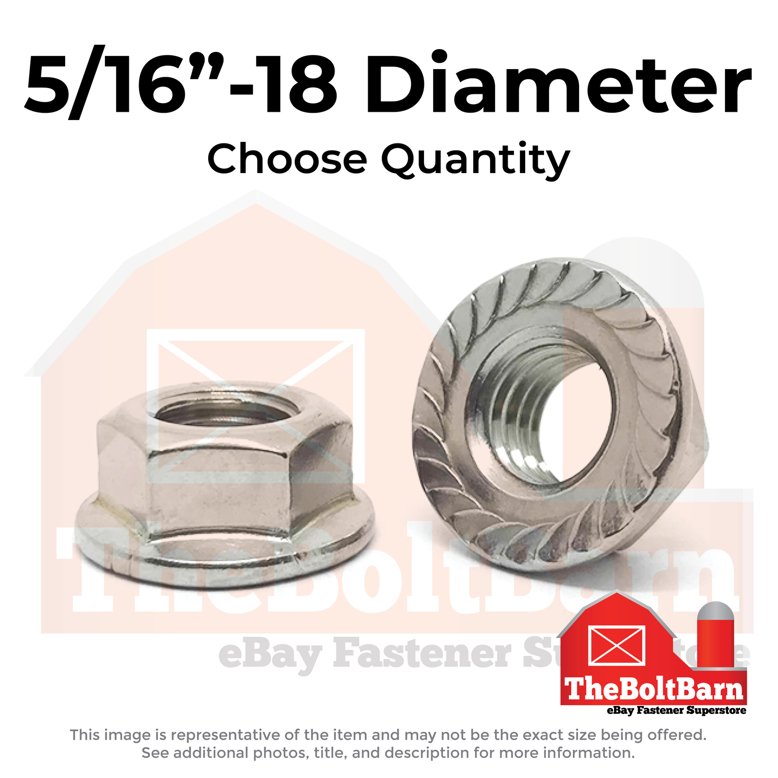 5/16″-18 Stainless Serrated Hex Flange Lock Nuts (Choose Qty)
