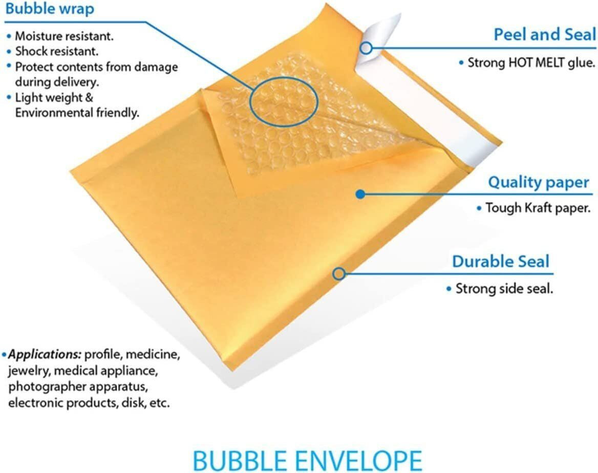 50 #5 10.5X16 Kraft Paper Bubble Padded Envelopes Mailers Case 10.5″X16″