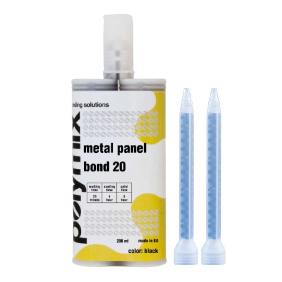 Polymix Panel Bond 20 Adhesive 200ml Cartridge & Two Application Mixing Black