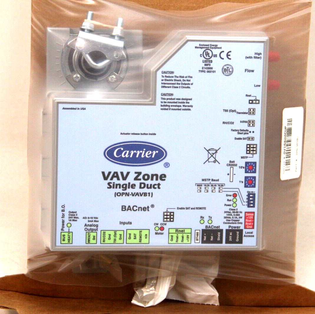 NEW Carrier OPN-VAVB1 VAV Zone Single Duct BACnet Controller