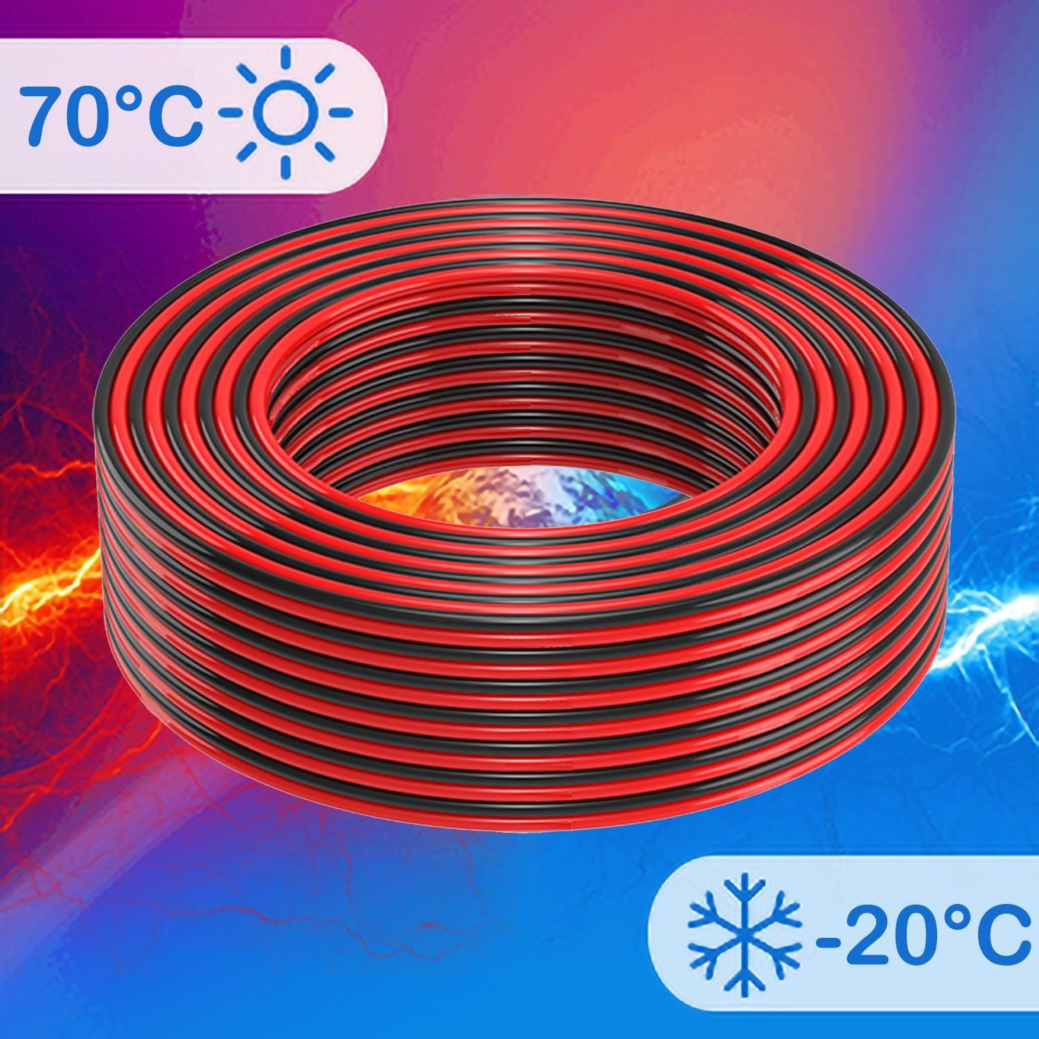30FT 18Gauge Copper Clad Aluminum Electrical Wire – Red & Black for Low Volta…