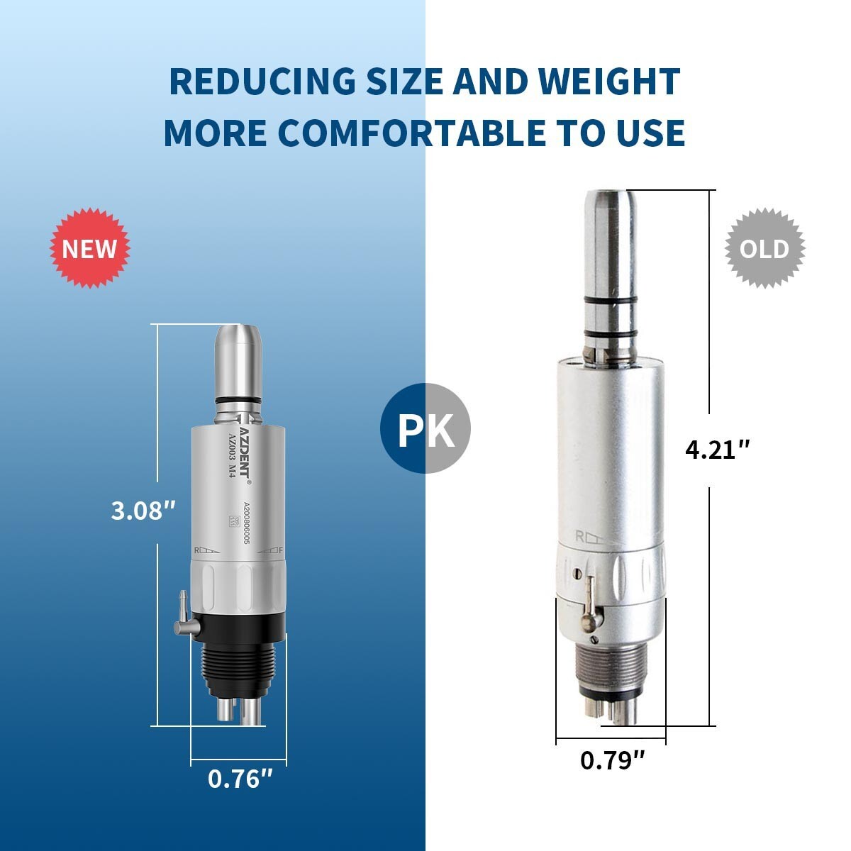 AZDENT Dental Handpiece Slow Low Speed Contra Angle Straight Air Motor 2/4Hole