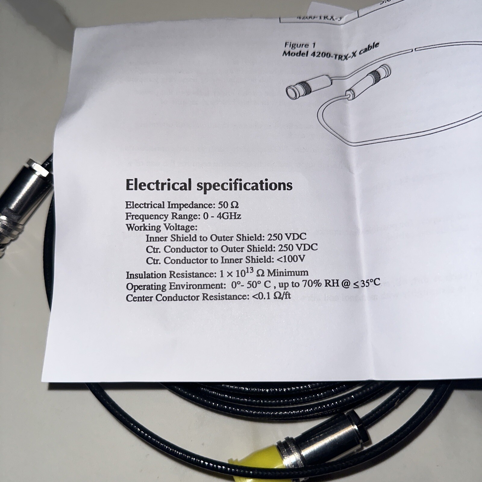Keithley 4200-TRX-3 Low Noise Triax Cable, 3-Slot Connectors, 3 Meters/10ft