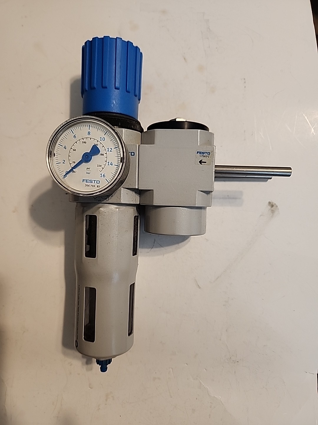 Festo LFR-D-5M-MIDI Regulator with Water Trap and HEL-D-MIDI, 356 759 R7