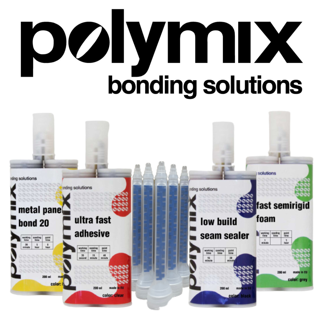 Polymix Universal Semi Rigid Plastic Repair Kit 3 x 50ml Tubes, 12 Tips & Gun