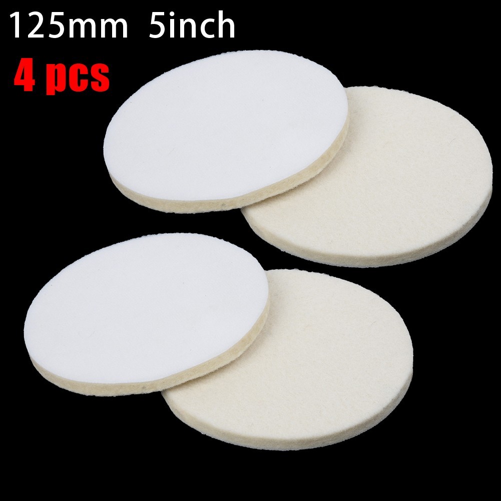 4Pcs 125mm/5Inch Wool Buffing Grinder Wheel Felt Polishing Disc Pad Set Tool
