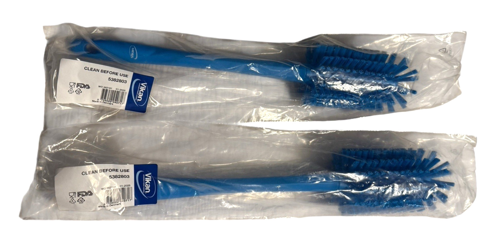 2x One-Piece Pipe Brush, 16″ Long, 3.1″ Round – Medium, Blue (5382803) Vikan