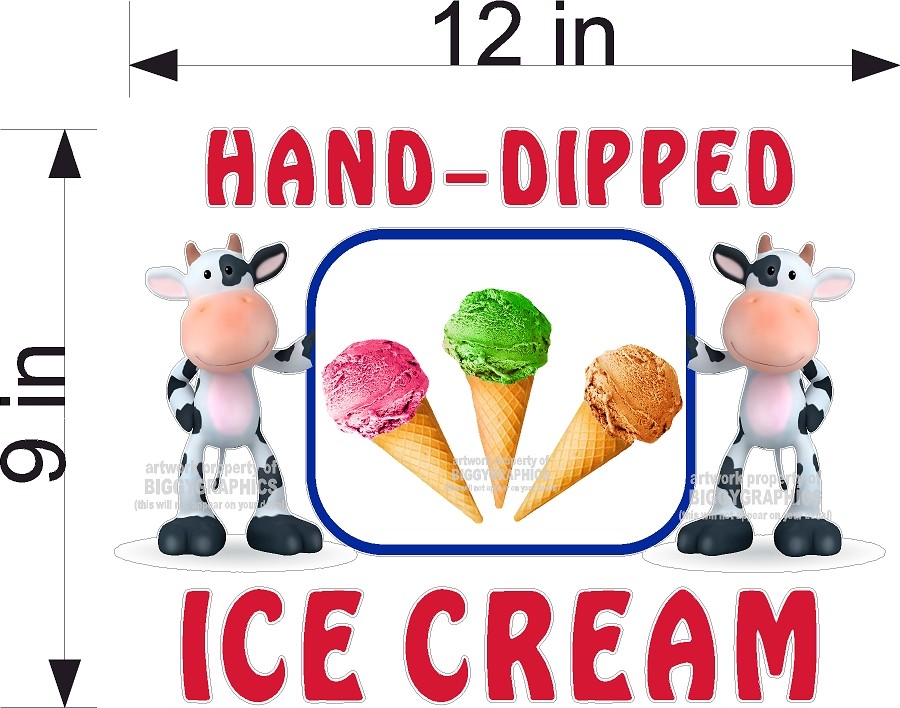 HAND DIPPED ICE CREAM VINYL DECAL (CHOOSE A SIZE) PARLOR STANDS BOARDWALK SHOPS