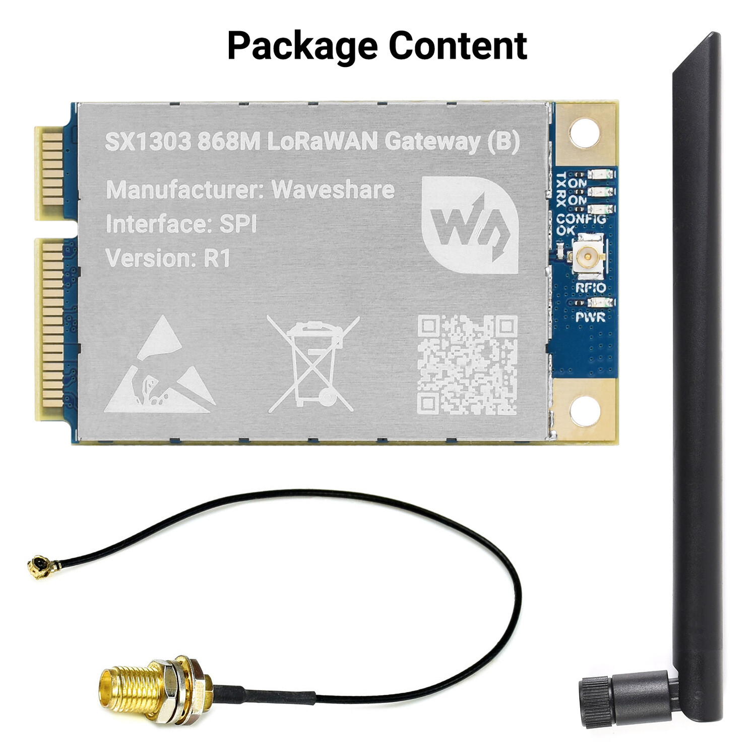 Waveshare SX130x 868M/915M LoRaWAN Gateway Module/HAT for Raspberry Pi