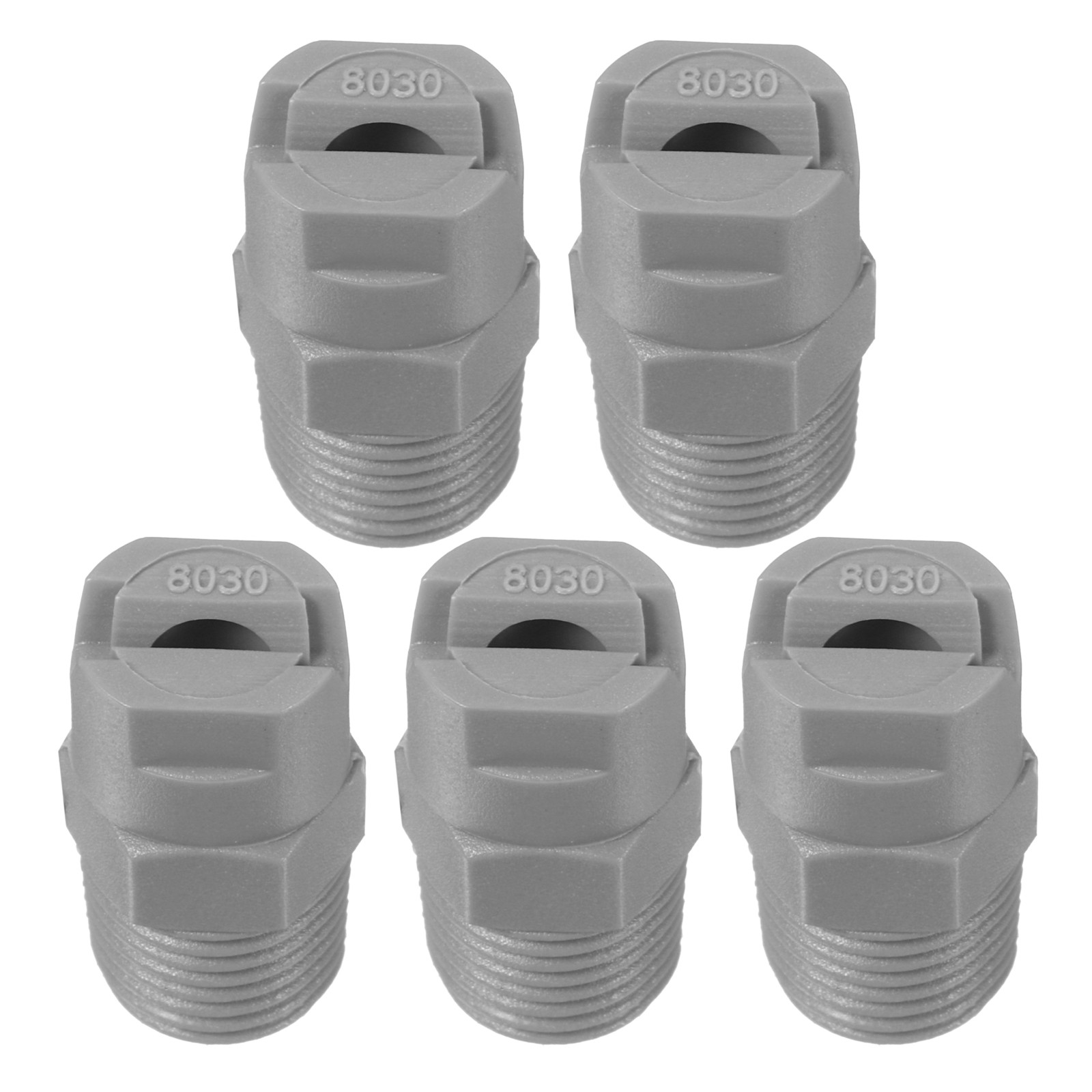 5Pcs 80 Degree 3.6mm Diameter 1/4 Inch Male Thread Flat Fan Spray Tip, Gray