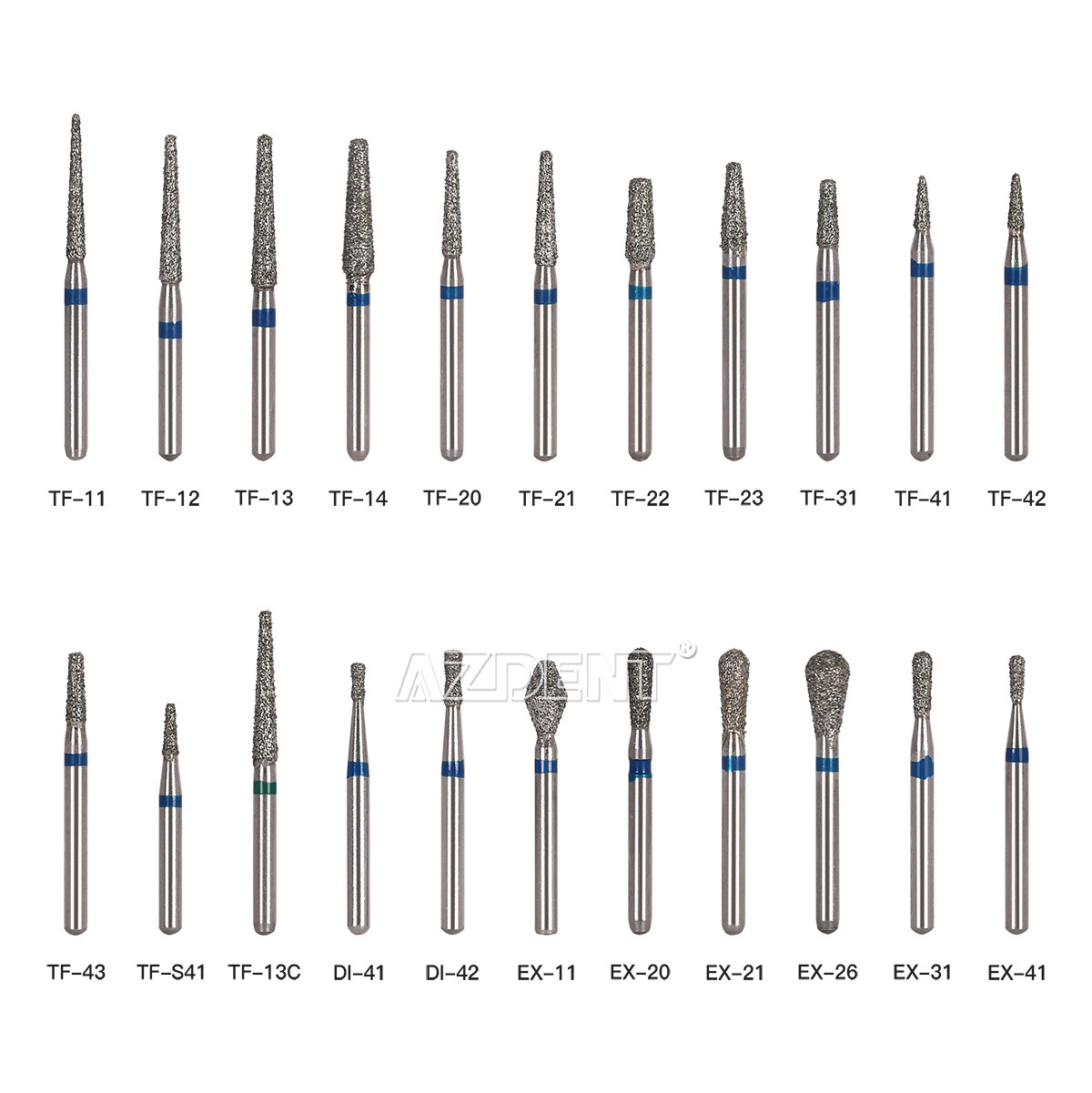 100pcs Dental Diamond Burs For High Speed Handpiece Medium Friction Grip 1.6mm