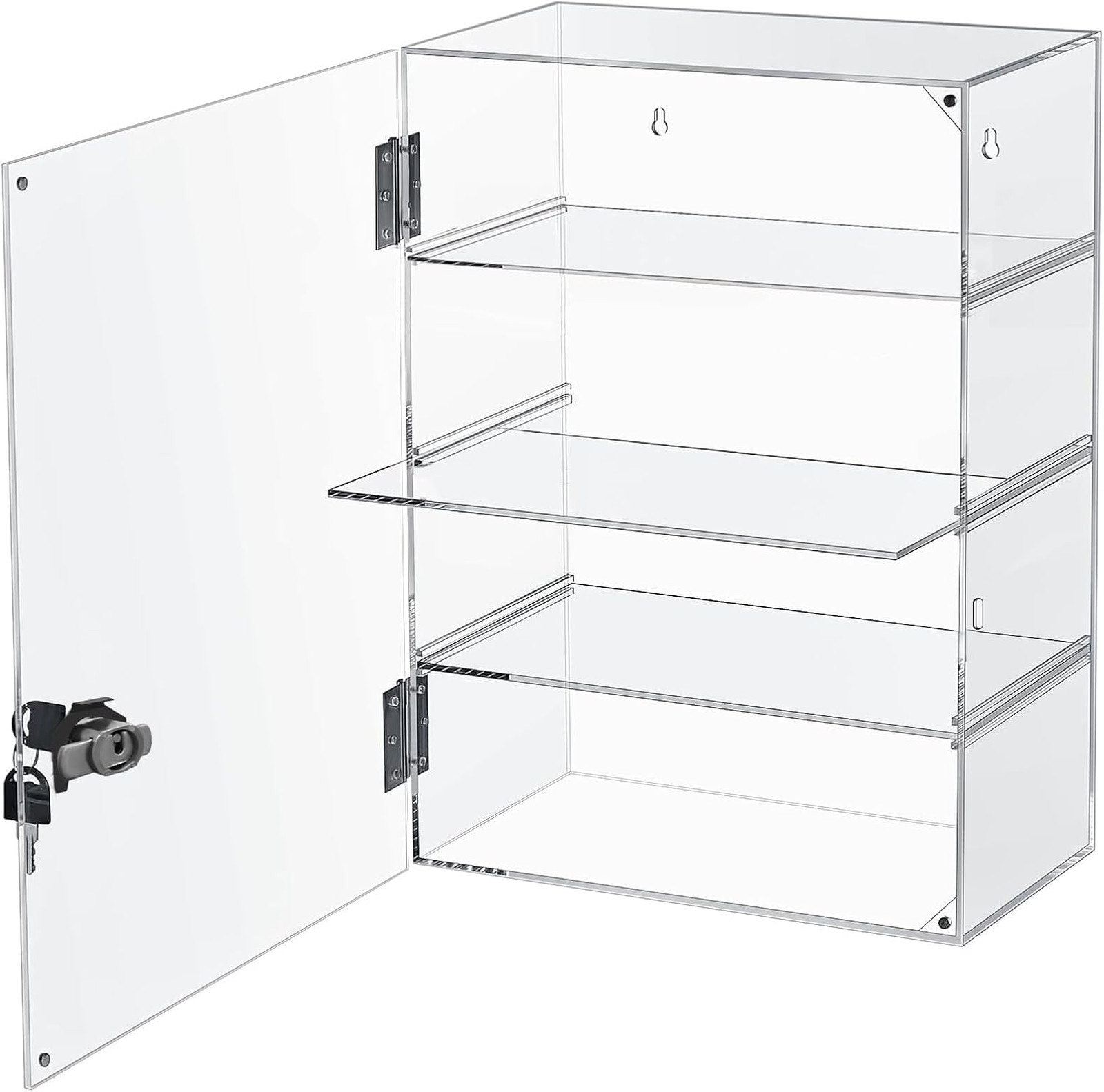 Acrylic Display Case with Locking Door 4 Tier Clear Display Cabinet for