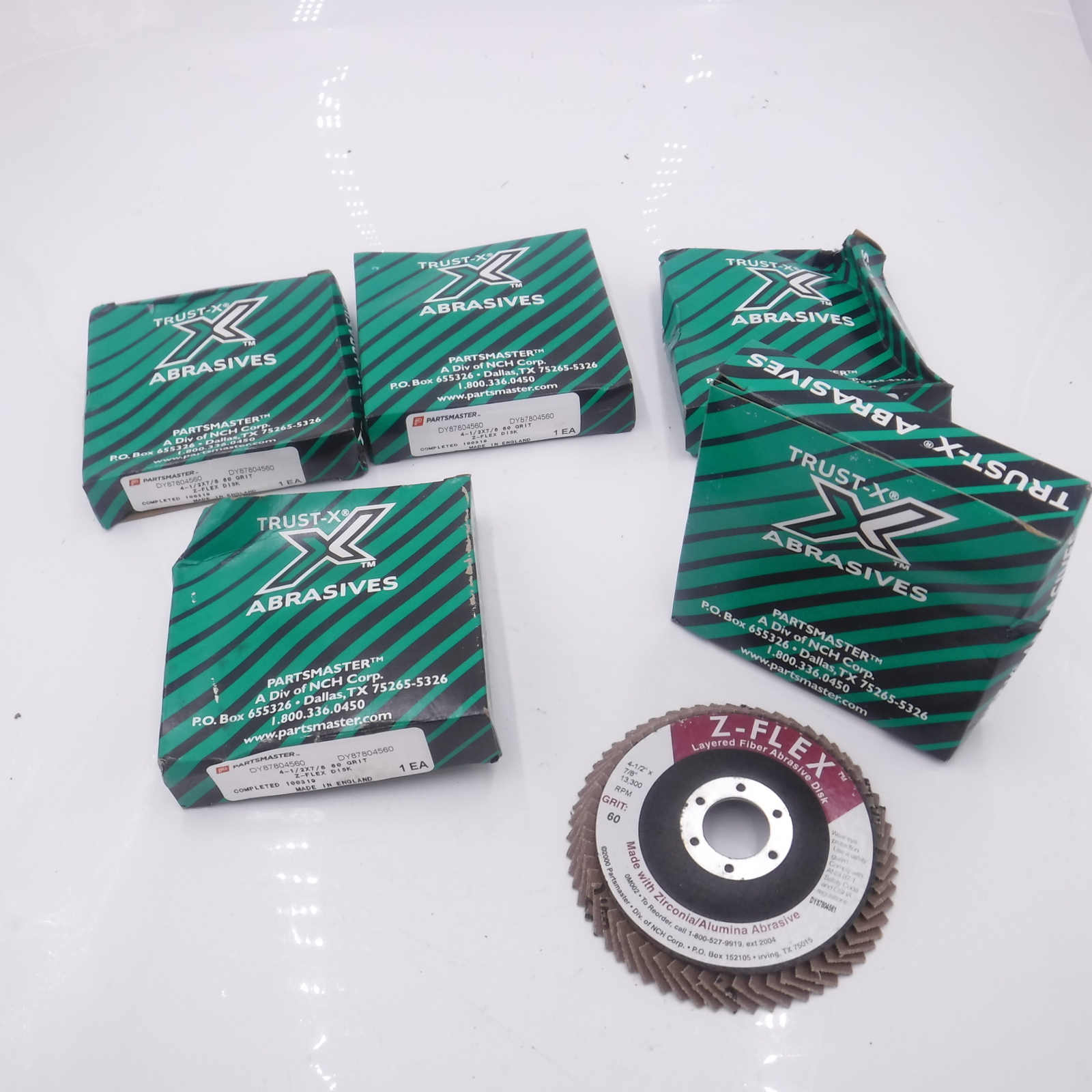 5Pk Partmaster Z-Flex Flap Disk 4-1/2″ Dia x 7/8″ 60 Grit Zirc Alumina 13300rpm