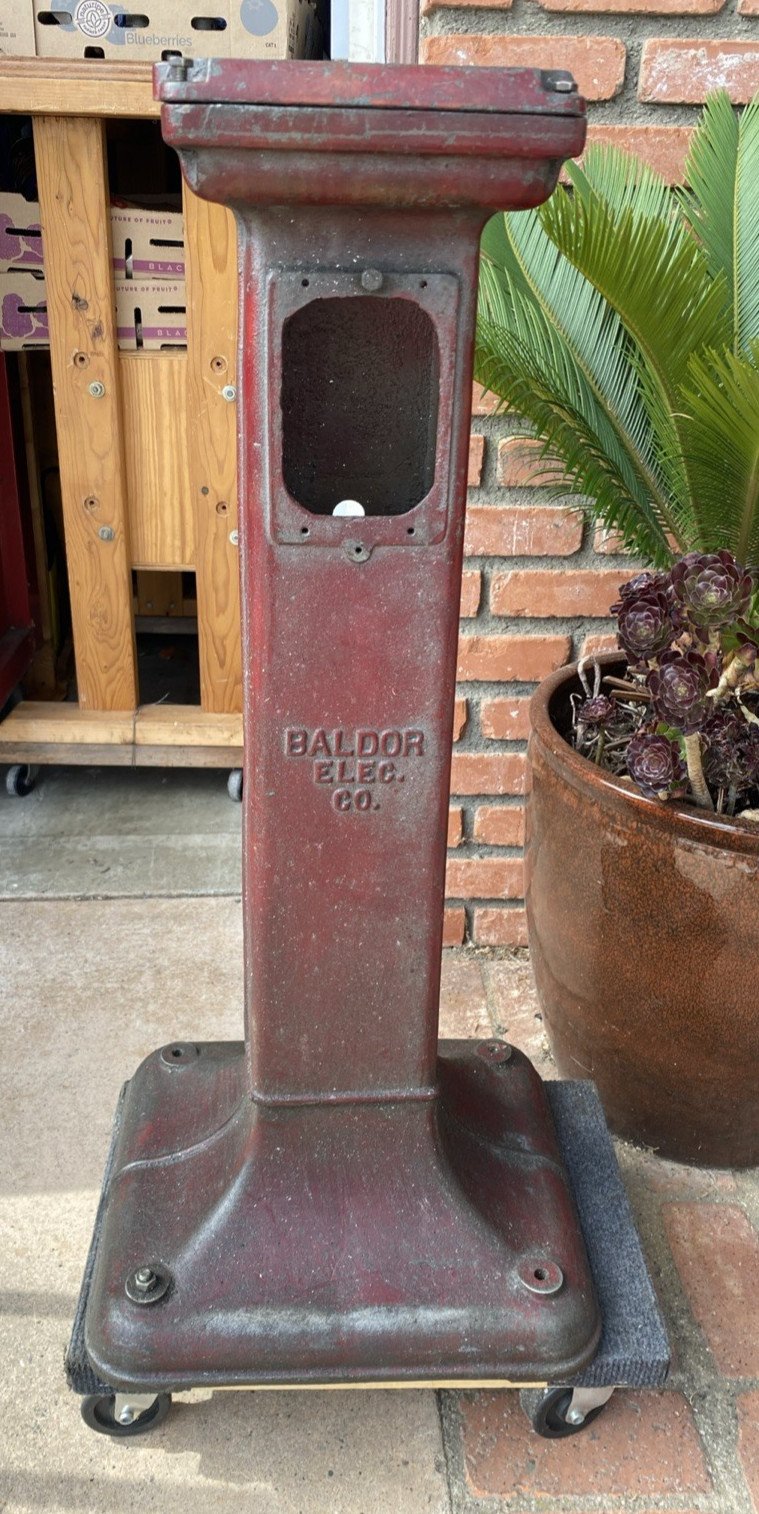 VINTAGE! BALDOR CAST IRON PEDESTAL GRINDER & BUFFER STAND FOR 6”, 7”, 8”