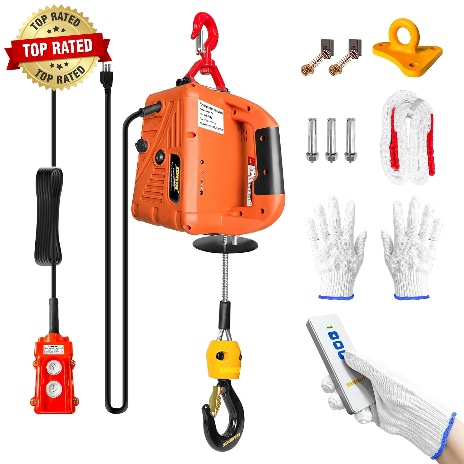 Power Electric Portable Hoist Winch 1500LBS, 3 in 1 Electric Cable Hoist 110V 25