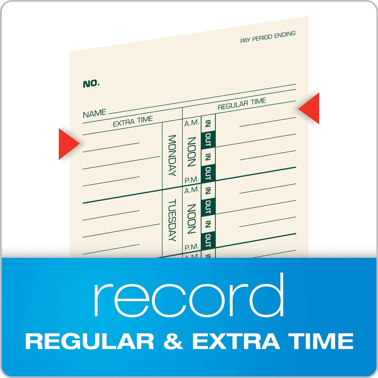 TOPS Time Cards Weekly 1-Sided 3-1/2 x 9 Manila Green Print 500-Count