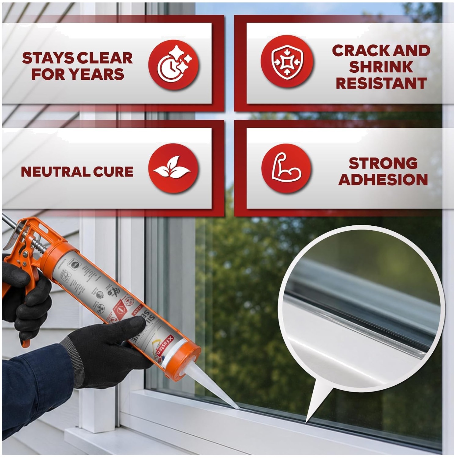 Neutral Cure Silicone Caulk 10.1 oz 4-Pack – Crack Resistant