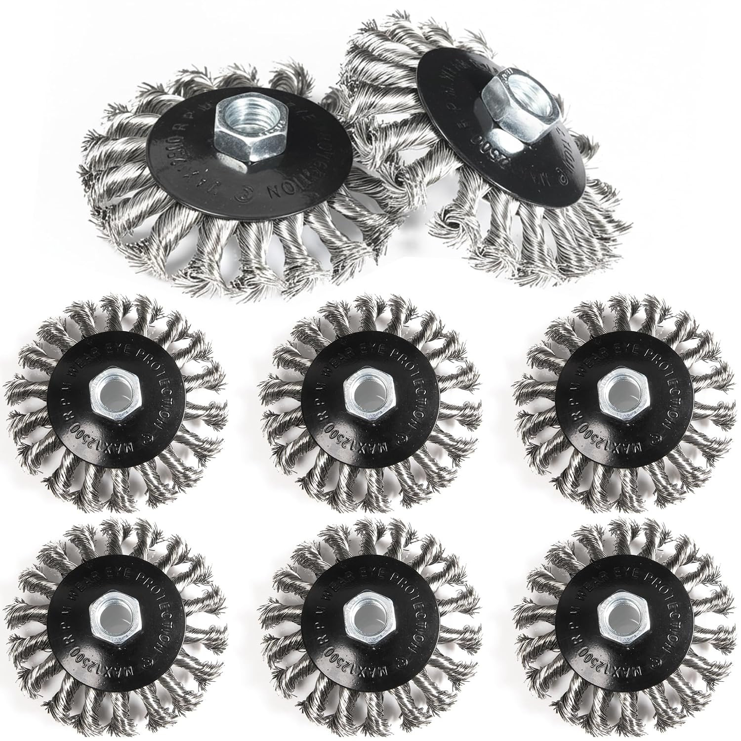8 Pack 4 Inch Stainless Steel Wire Wheels for 4 1/2 Angle Grinder, Twist Knotted