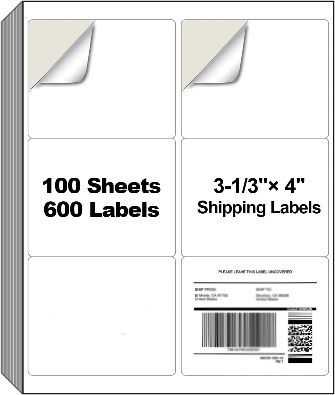 150-12000 4″x3.33″ Address Shipping Labels 6 Up Per Sheet Self Adhesive Stickers