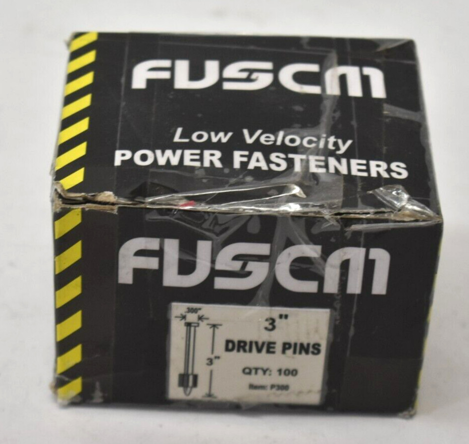 Lot of 100 FVSCM 3″ Powder Actuated Fasteners .3″ Head Dia Drive Pin w Red Flute