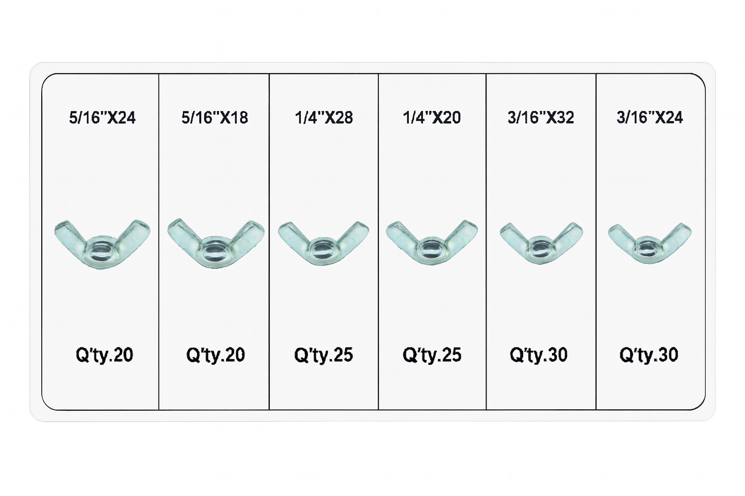 150 Pc Wing Nut Assortment | Standard 3/16″-5/16″ | Steel | Corrosion Resistant