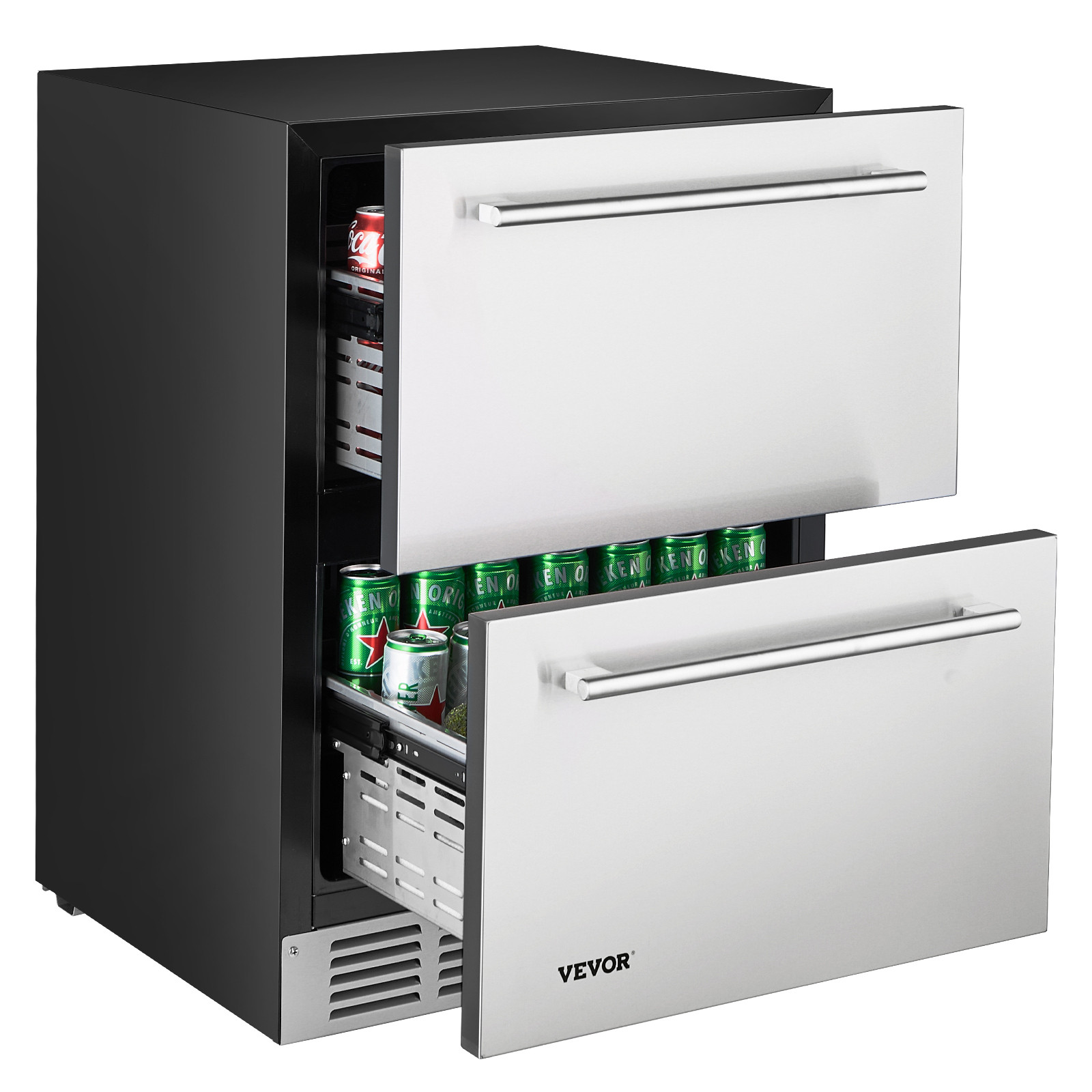 VEVOR 24 Inches Drawer Refrigerator Stainless Steel Dual Drawer Fridge for Home