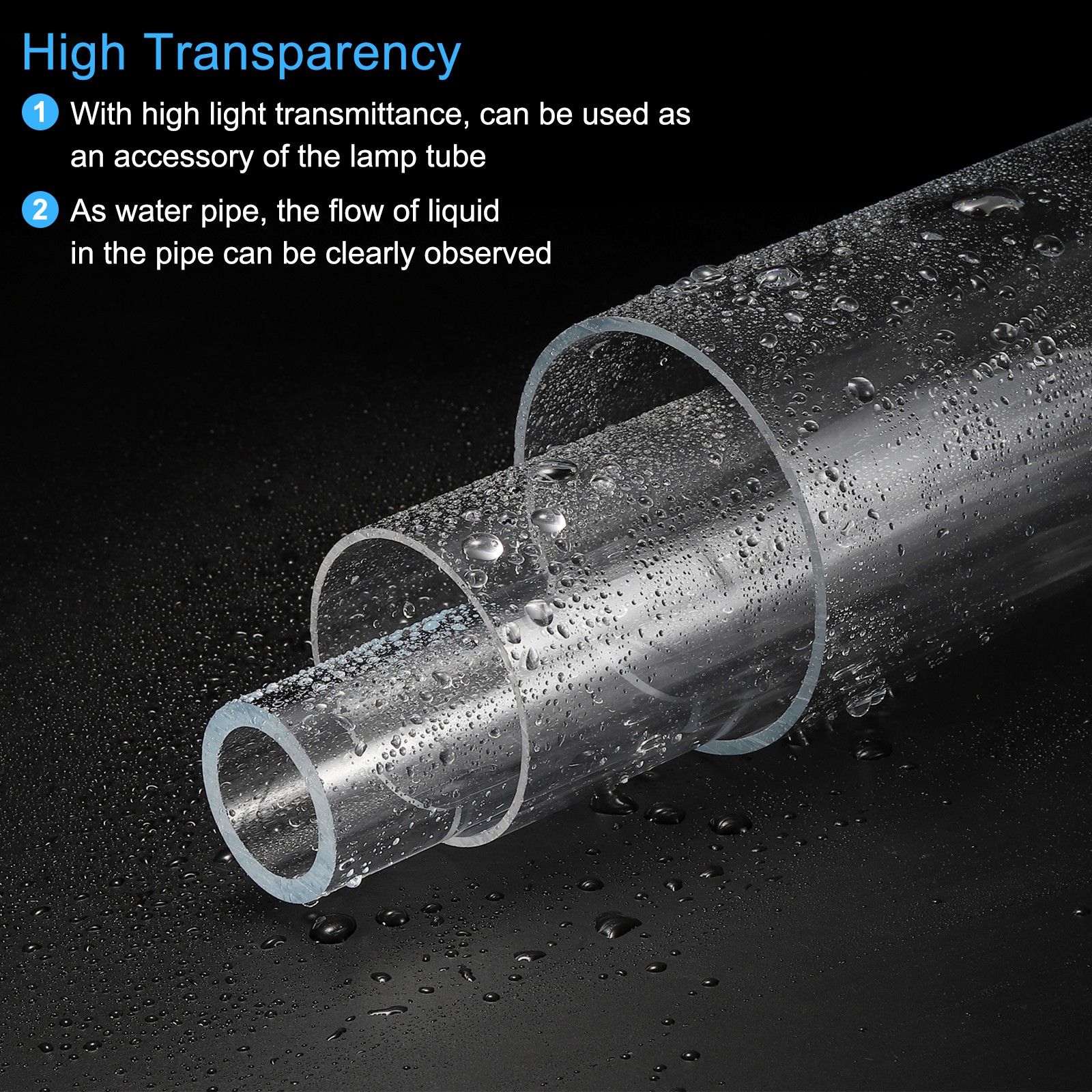 2Pack Acrylic Pipe Rigid Round Clear Tube 4mm ID 6mm(1/4″) OD 305mm