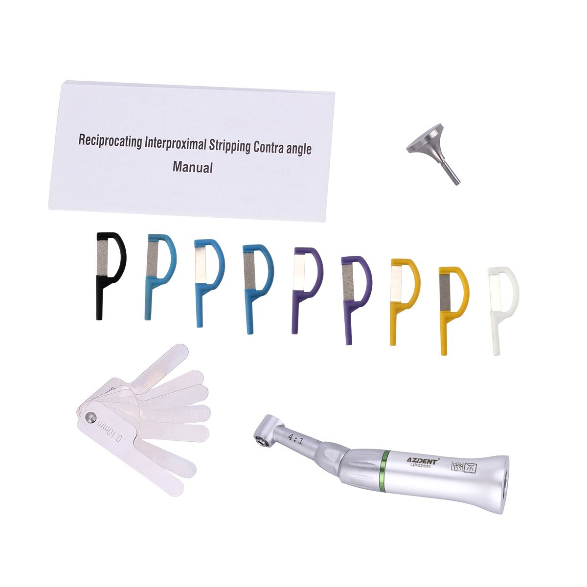 Dental 4:1 Reduction IPR System Contra Angle Handpiece+9pcs Interproximal Strips
