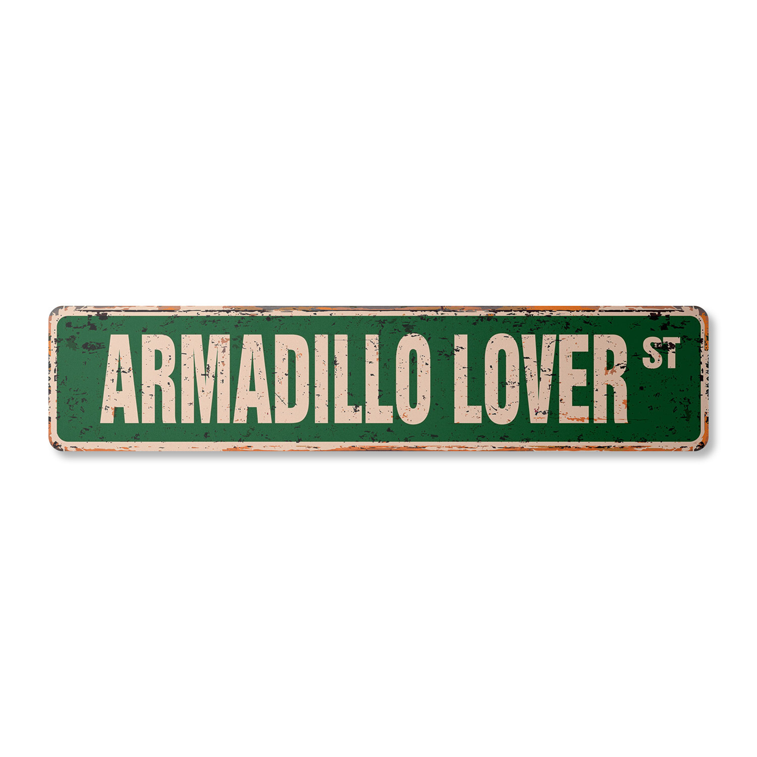 ARMADILLO LOVER Vintage Street Sign Metal Plastic wildlife tree outdoors joke