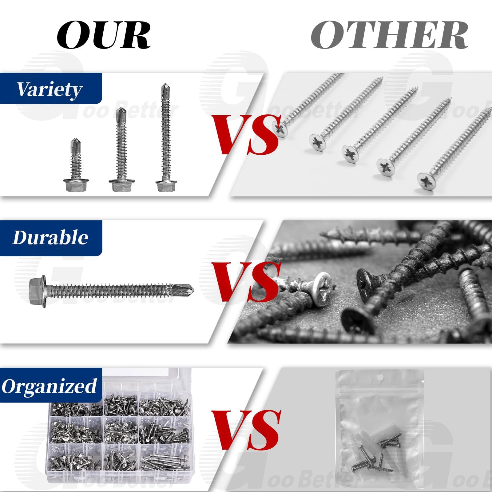 400pcs Hex Washer Head Self Drilling Sheet Metal Tek Screws 410 Stainless Steel