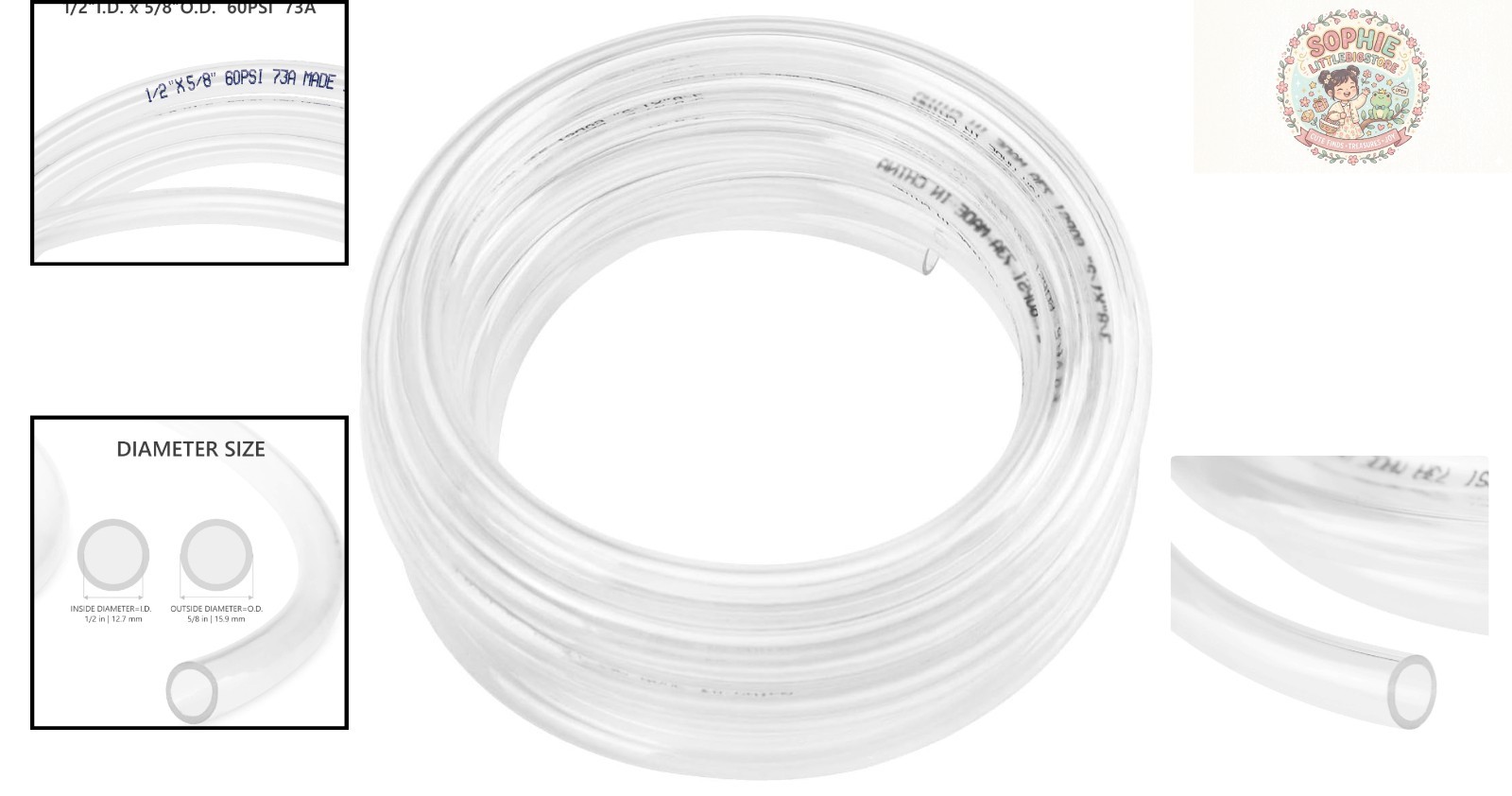 1/2 Inch Clear Vinyl Tubing – Flexible, Non-Toxic PVC Hose, 10 Feet Long