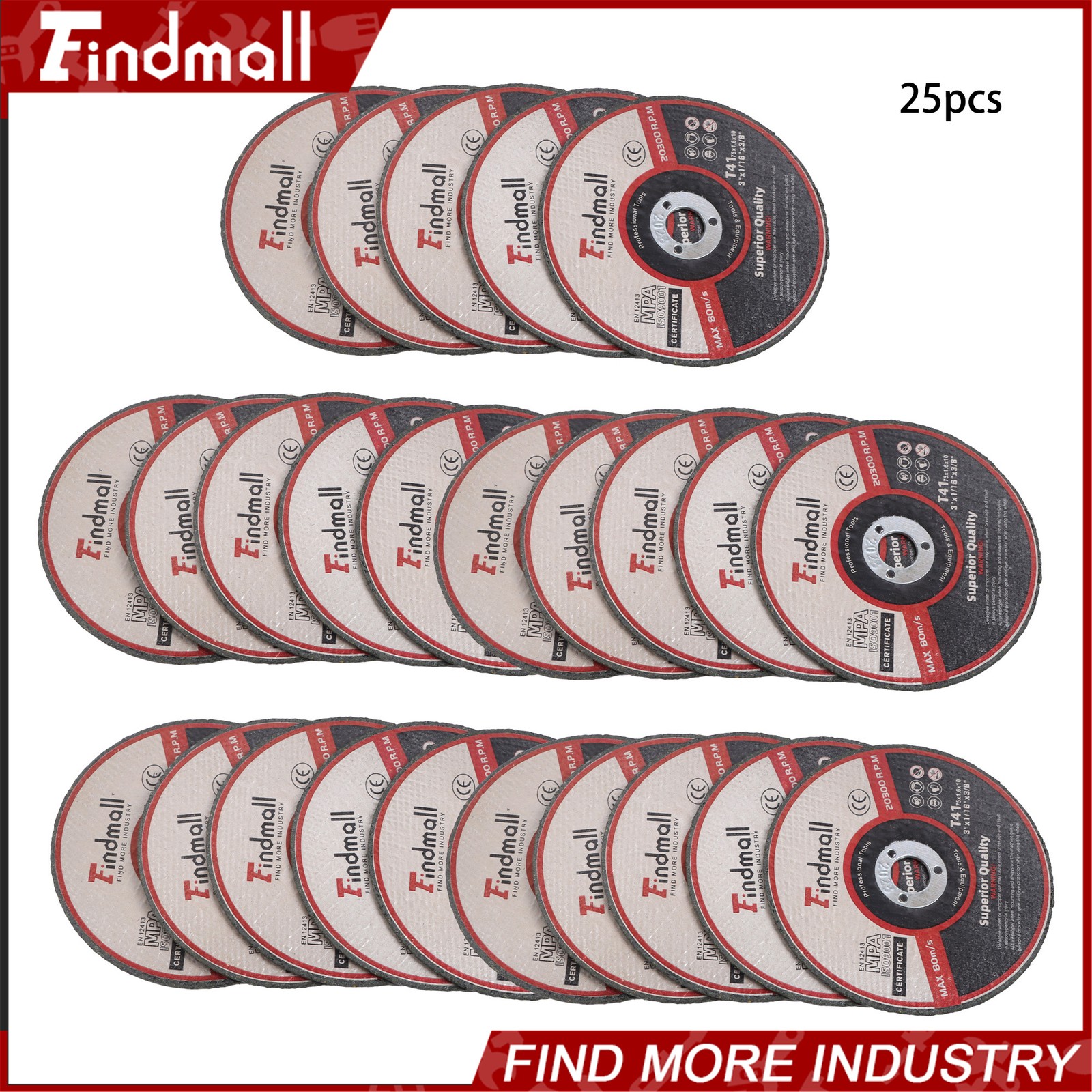 Findmall 25 Pack Cut Off Wheels 3″ x 1/32″ x 3/8″ Cutting Discs for Die Grinder