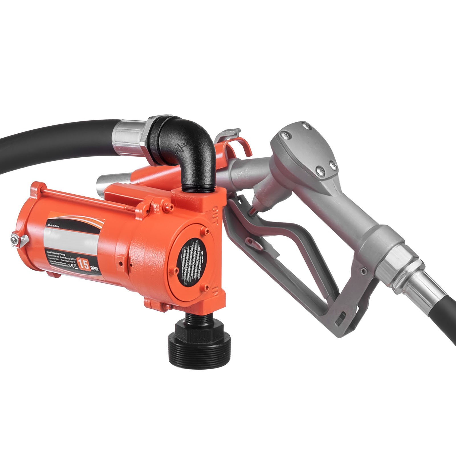 12V DC Fuel Transfer Pump,15 GPM Diesel and Gasoline Pump with Manual Nozzl
