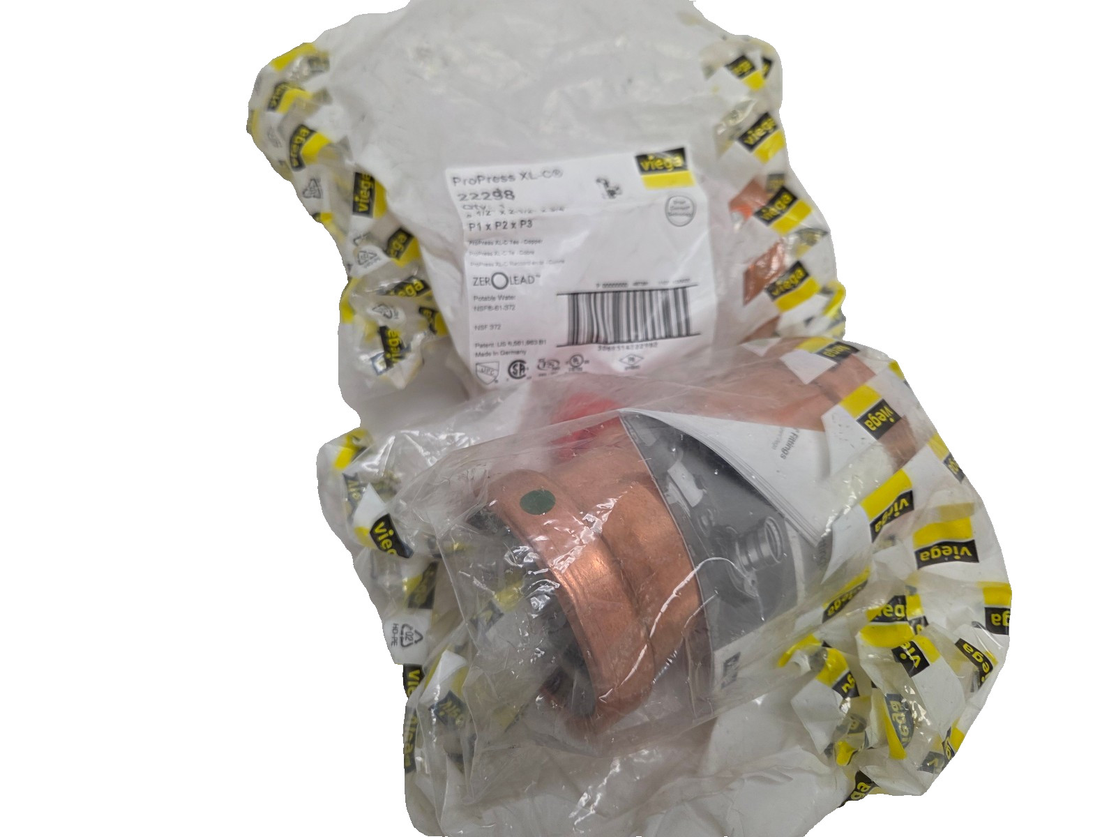 Sealed Viega ProPress XL-C Copper Tee 22298, 2-1/2″ X 2-1/2″ X 3/4″ LF