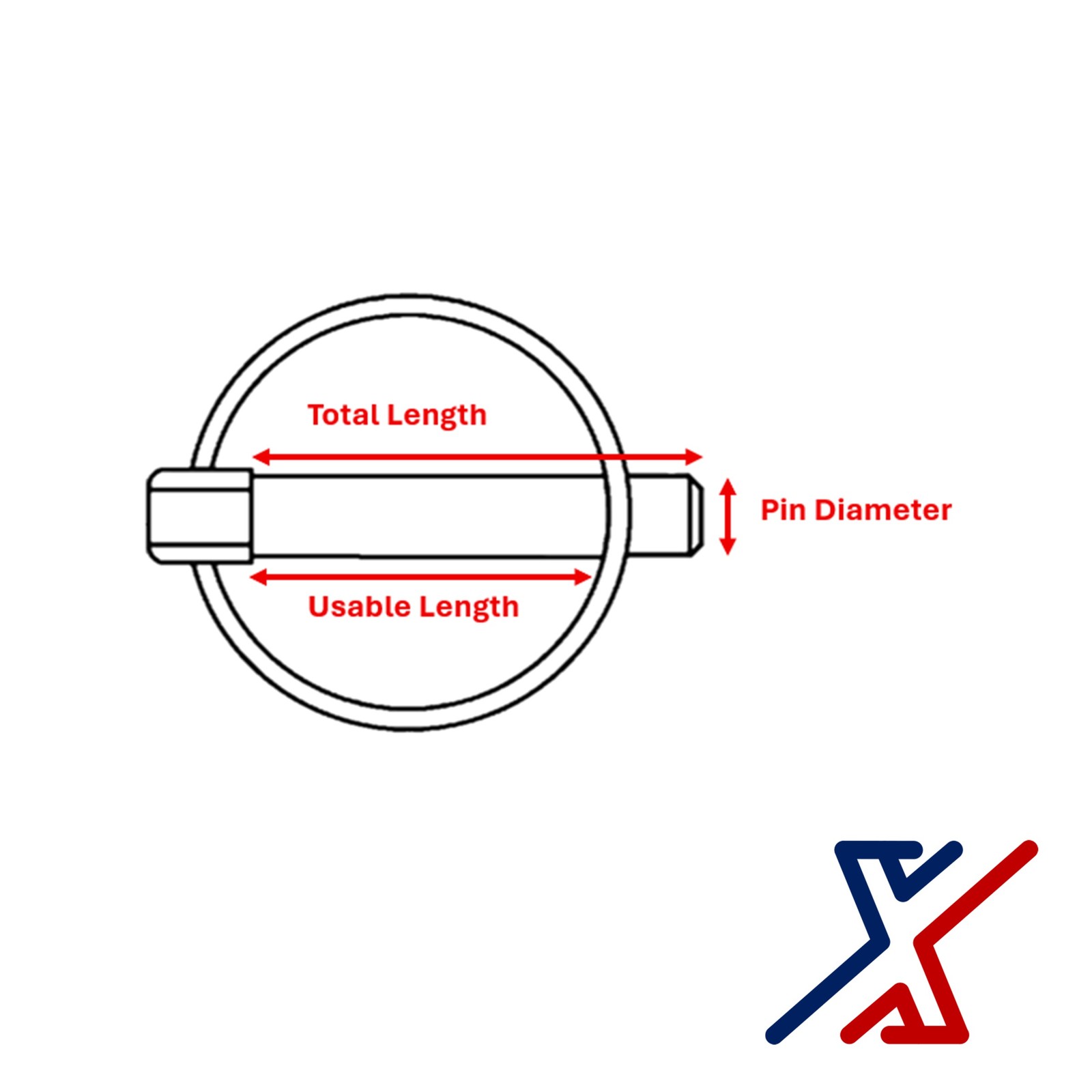 1/4 in. dia. x 1-1/2 in. L Snapper Pin / Lynch Pin by X1 Tools